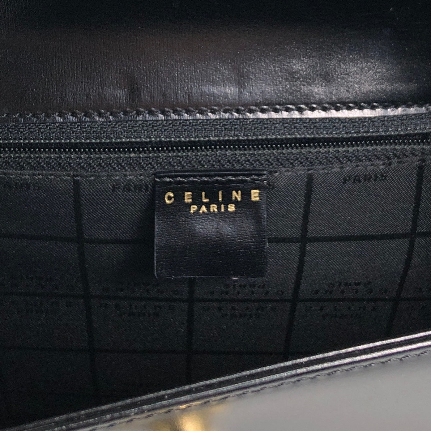CELINE Gancini Two-way Handbag Shoulder bag Black Vintage r5552p