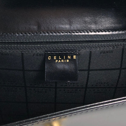 CELINE Gancini Two-way Handbag Shoulder bag Black Vintage r5552p