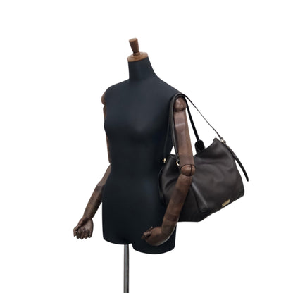BURBERRY Logo Shoulder bag Hobobag Dark Brown Vintage czmhjj