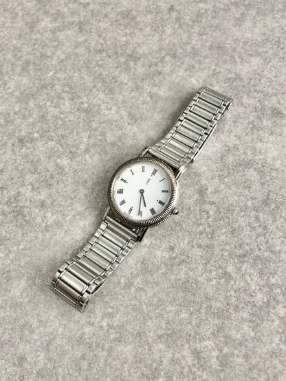 Yves Saint Laurent YSL Logo Quartz Watch Silver 4625-E67722 Vintage cuai7i