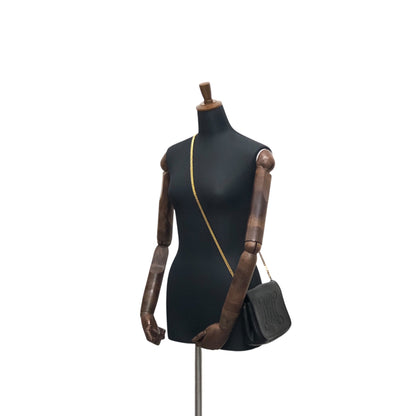 CELINE Triomphe Stitch Chain Shoulder bag Black Vintage 8u4mtc