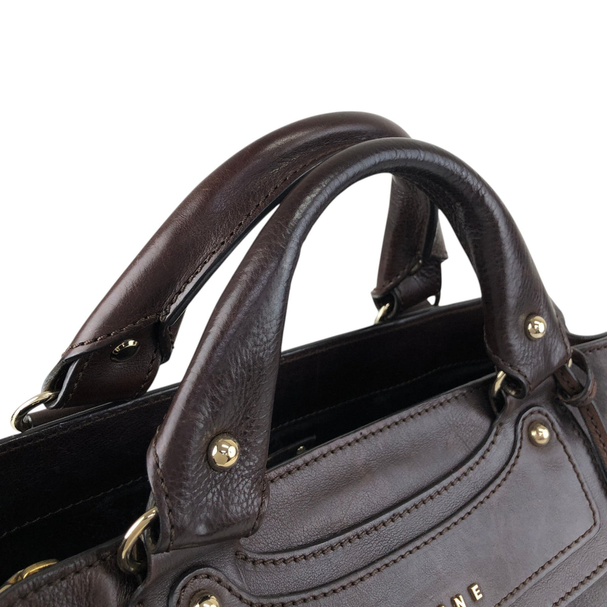 CELINE Horse Carriage Handbag Brown Vintage xsytb4
