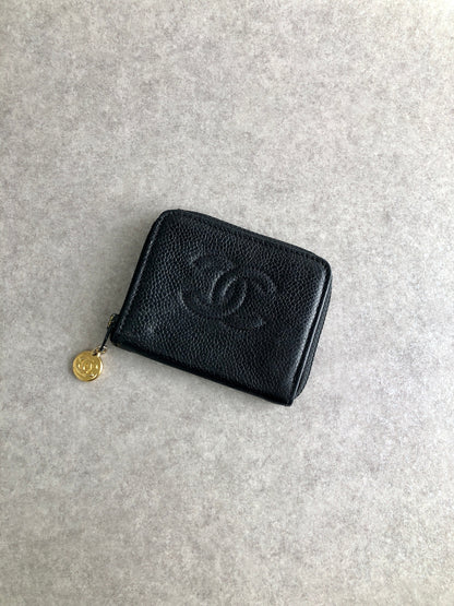 CHANEL Coco Mark Coin Purse Black Vintage 6kks8n