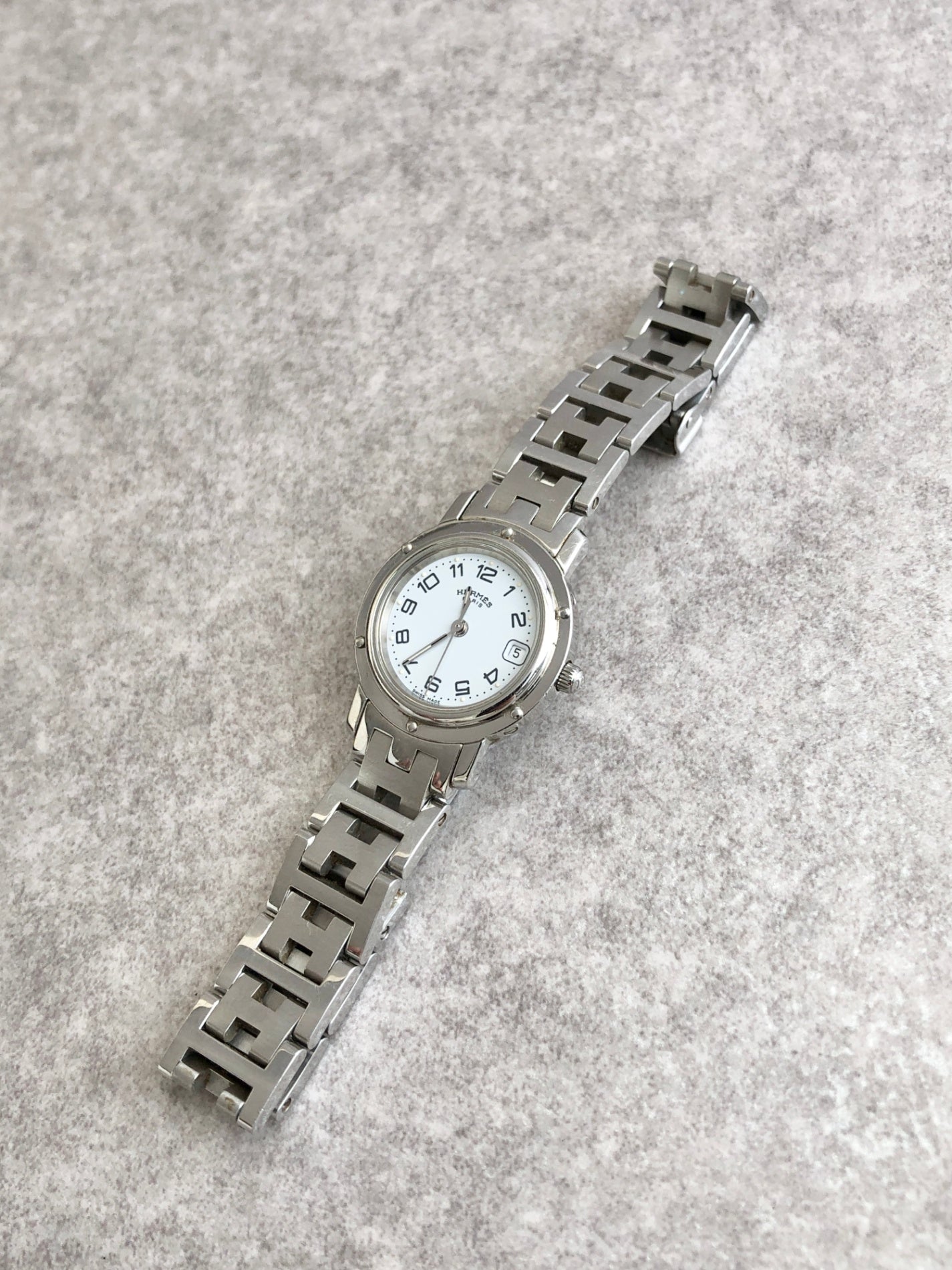 HERMES Quartz Watch Silver Vintage efbvgb