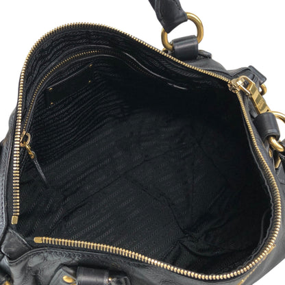 PRADA Logo Handbag Black Vintage jkn44z