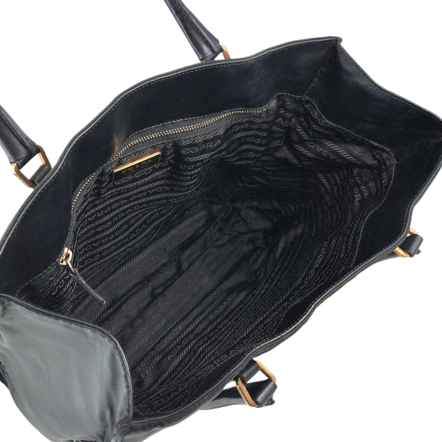 PRADA Tessuto Triangle Logo Totebag Black Vintage w67g35