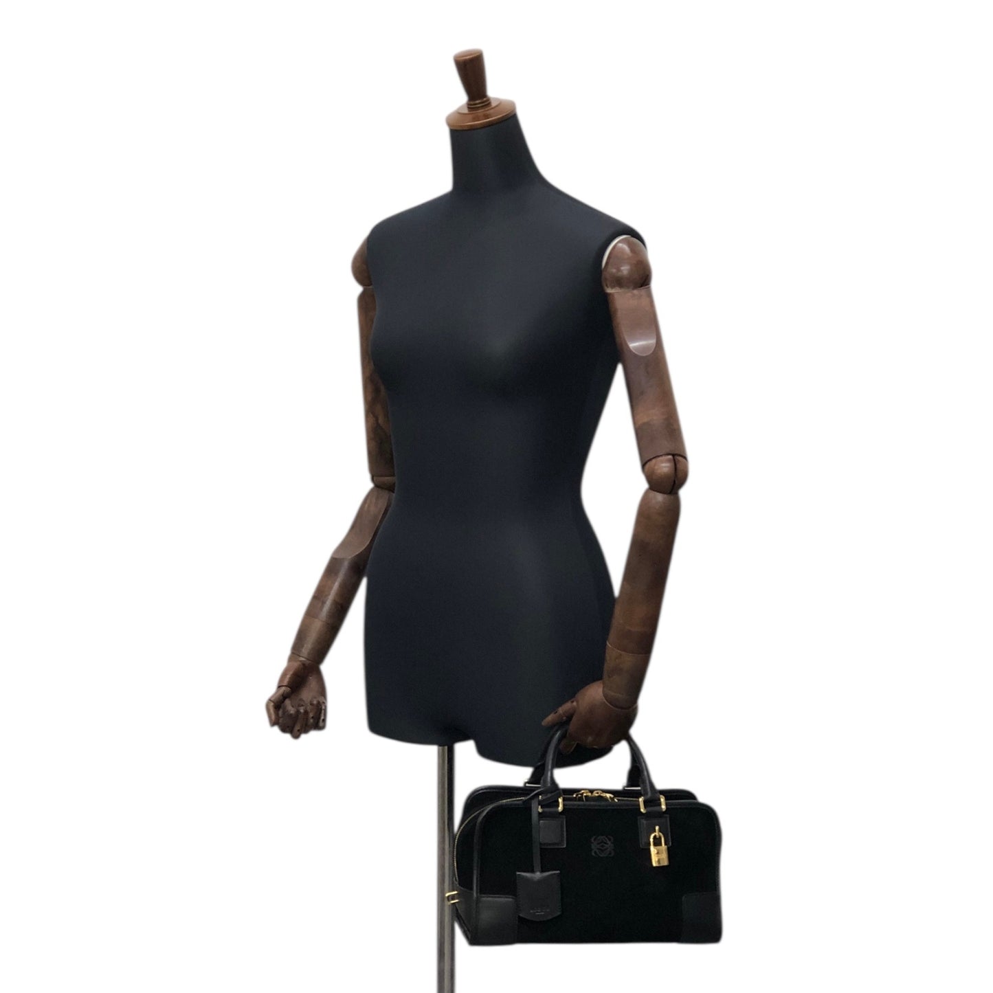 LOEWE Amazona28 Anagram Small Boston bag Handbag Black Vintage hf8cwp