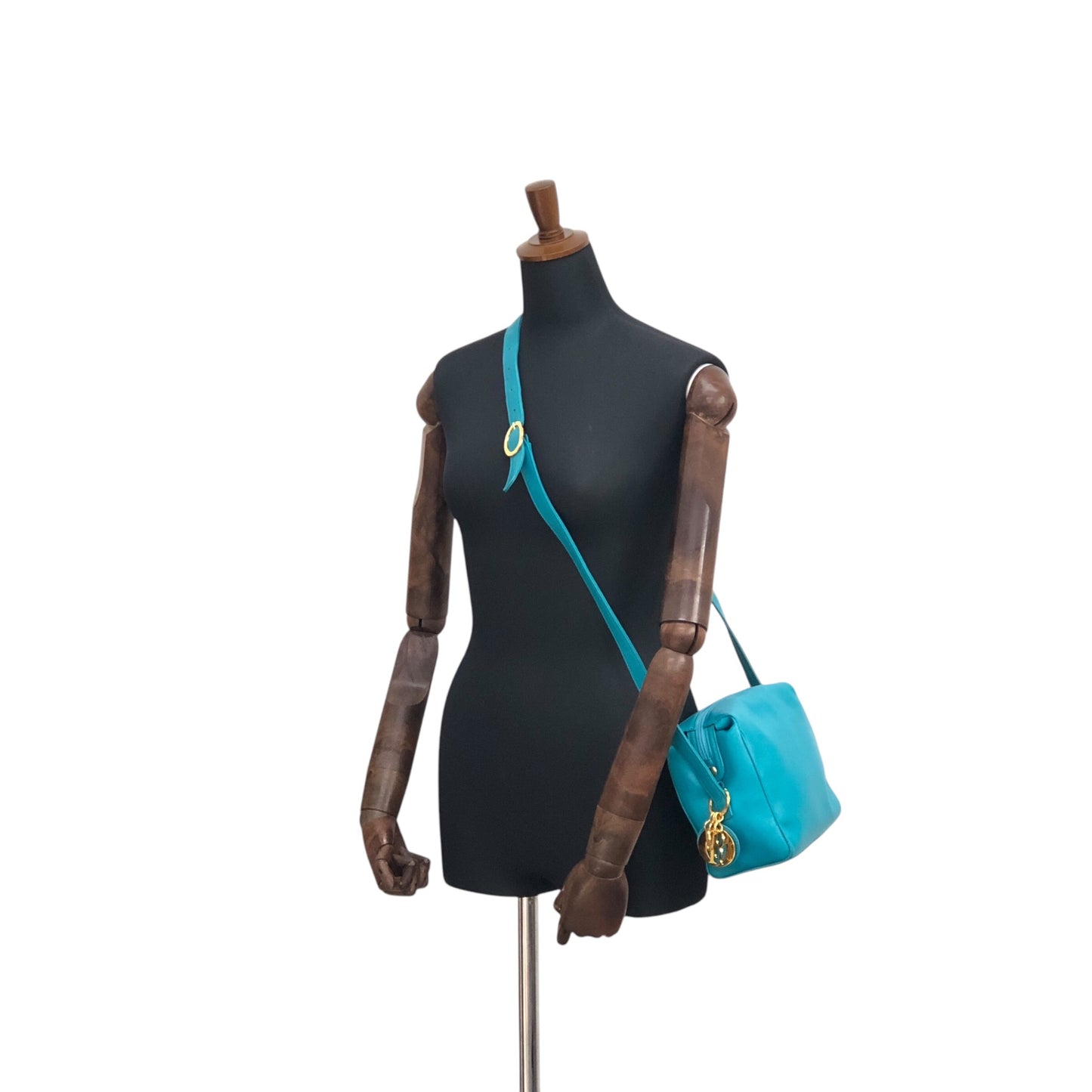Christian Dior CD Logo Charm Crossbody Shoulder bag Blue Vintage faf6r2