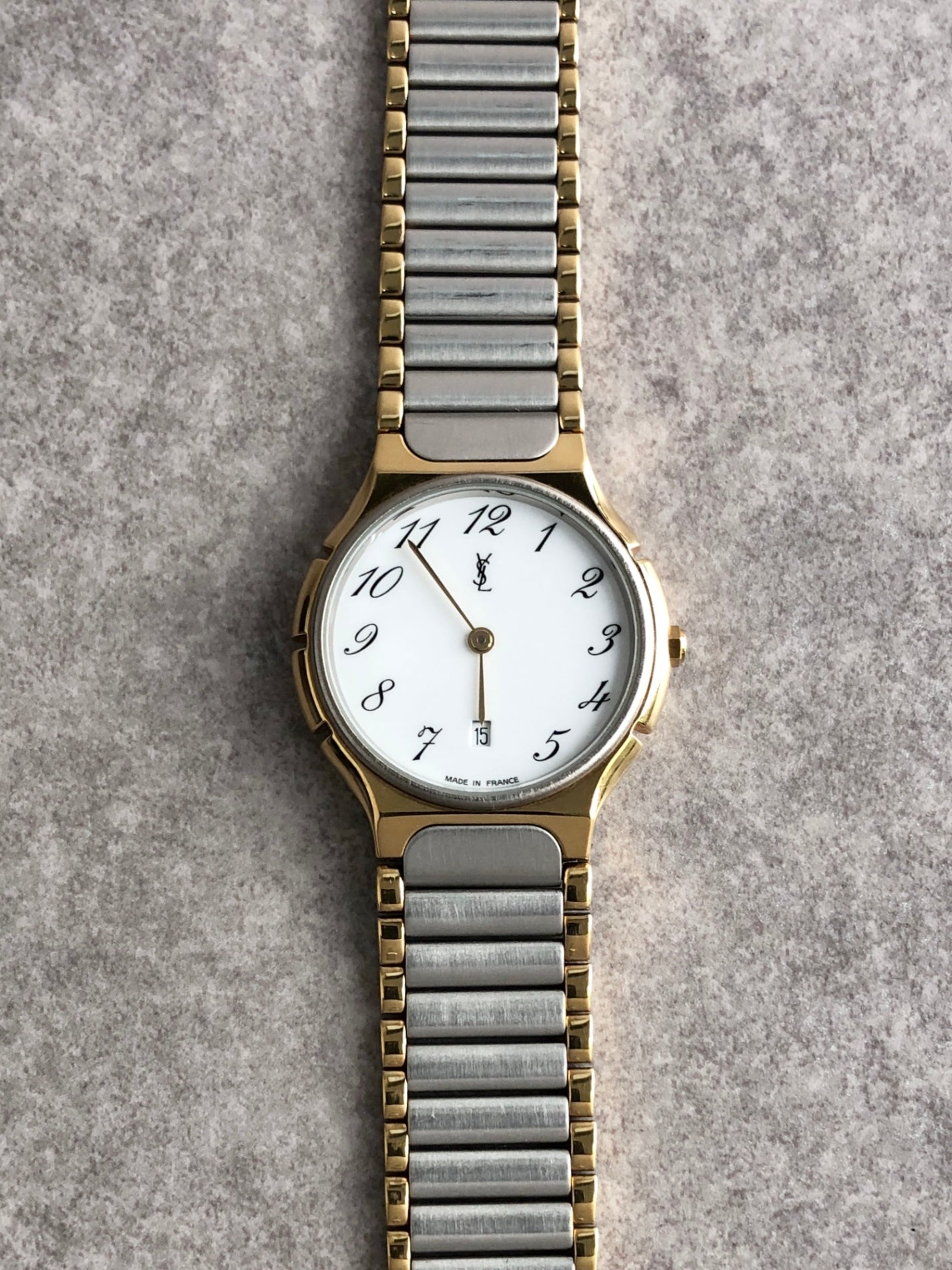 Yves Saint Laurent YSL Logo Watch Gold×Silver 566890 Vintage ais6sd