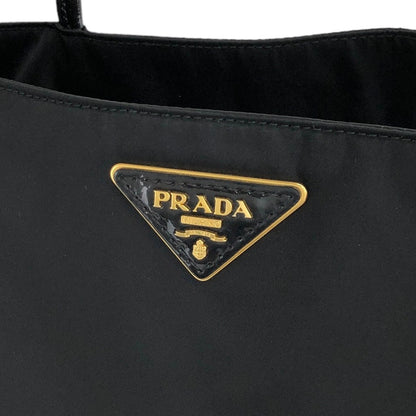 PRADA Triangle Logo Nylon Handbag Totebag Black Vintage gpk8yf