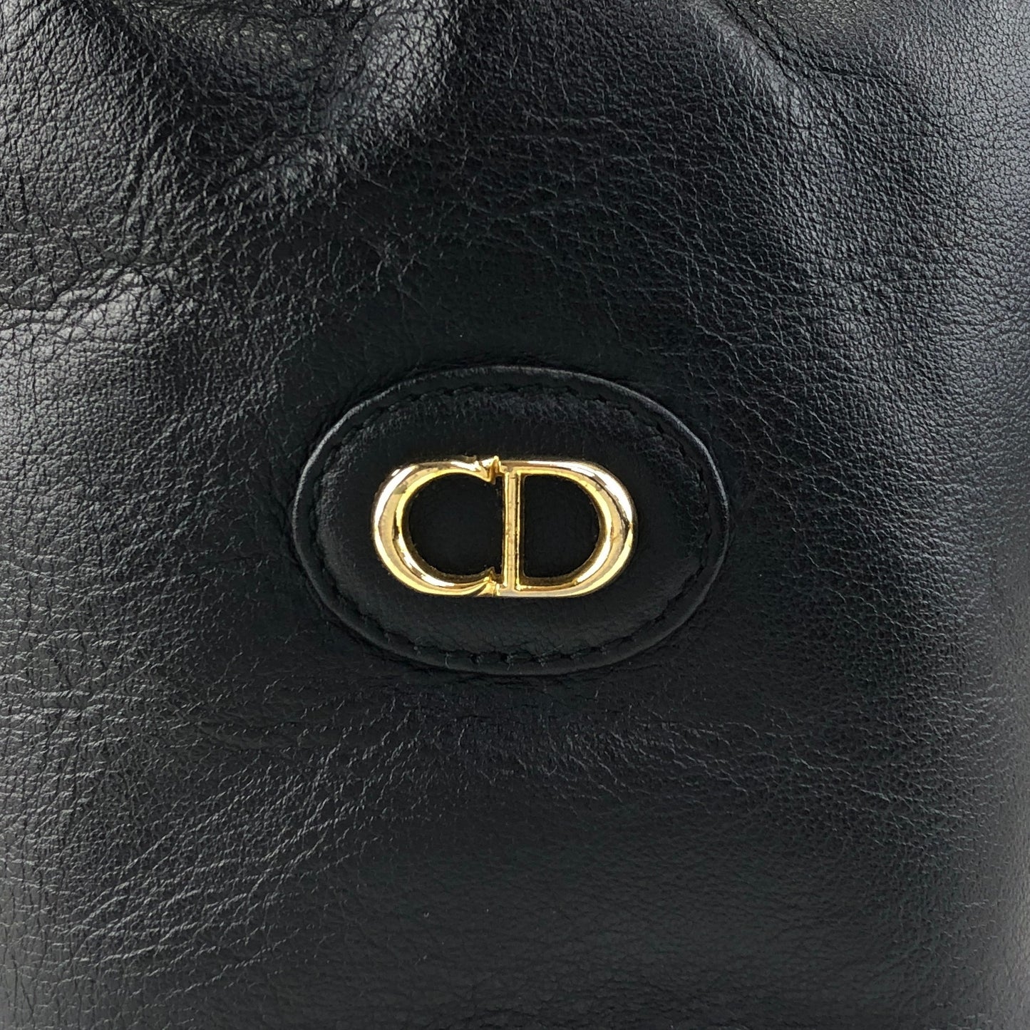 Christian Dior CD Logo Drawstring Shoulder bag Black Vintage h6xtv8