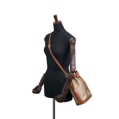 CELINE Macadam Blason Drawstring Shoulder bag Beige Vintage xyjee7