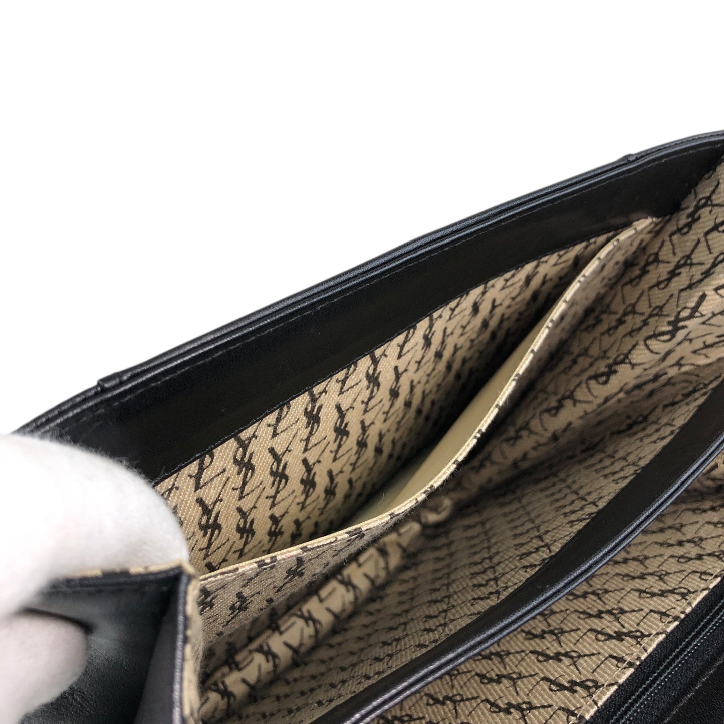 Yves Saint Laurent YSL Logo Shoulder bag Black Vintage 4x4vtu