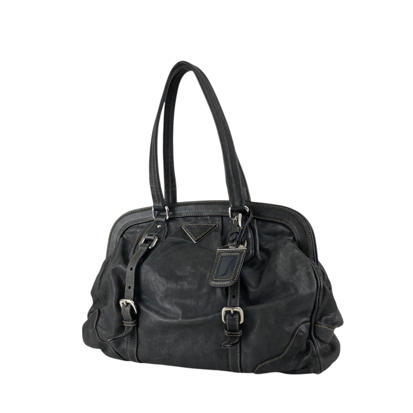 PRADA Triangle Logo Handbag Gray Vintage x8guys