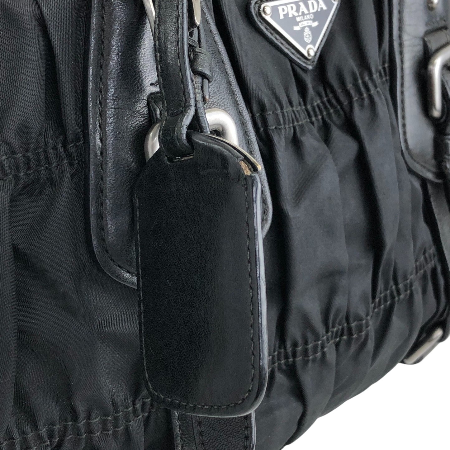 PRADA Triangle Logo Handbag Black Vintage g8wpjj