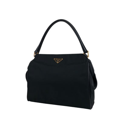 PRADA Tessuto Triangle Logo Handbag Black Vintage ahnen6