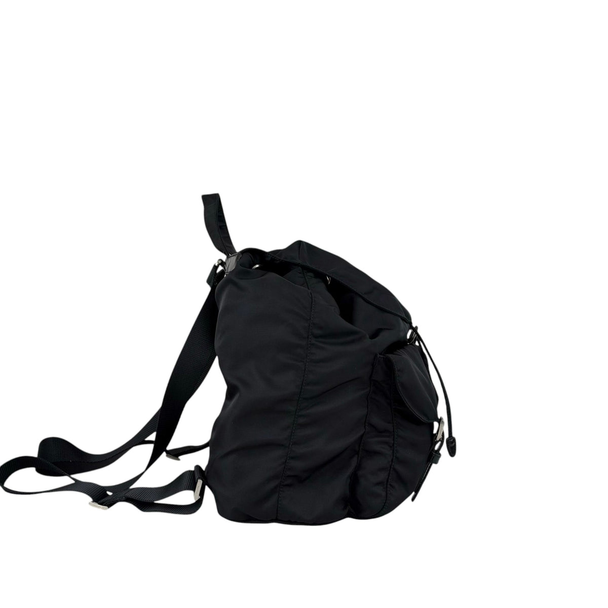 PRADA Tessuto Triangle Logo Double Pocket Backpack Black Vintage 8fef48