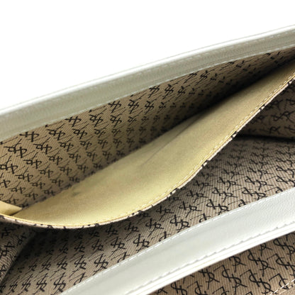 Yves Saint Laurent YSL Logo Lizard Leather Two-way Handbag Shoulder bag Beige Vintage yzf4gb