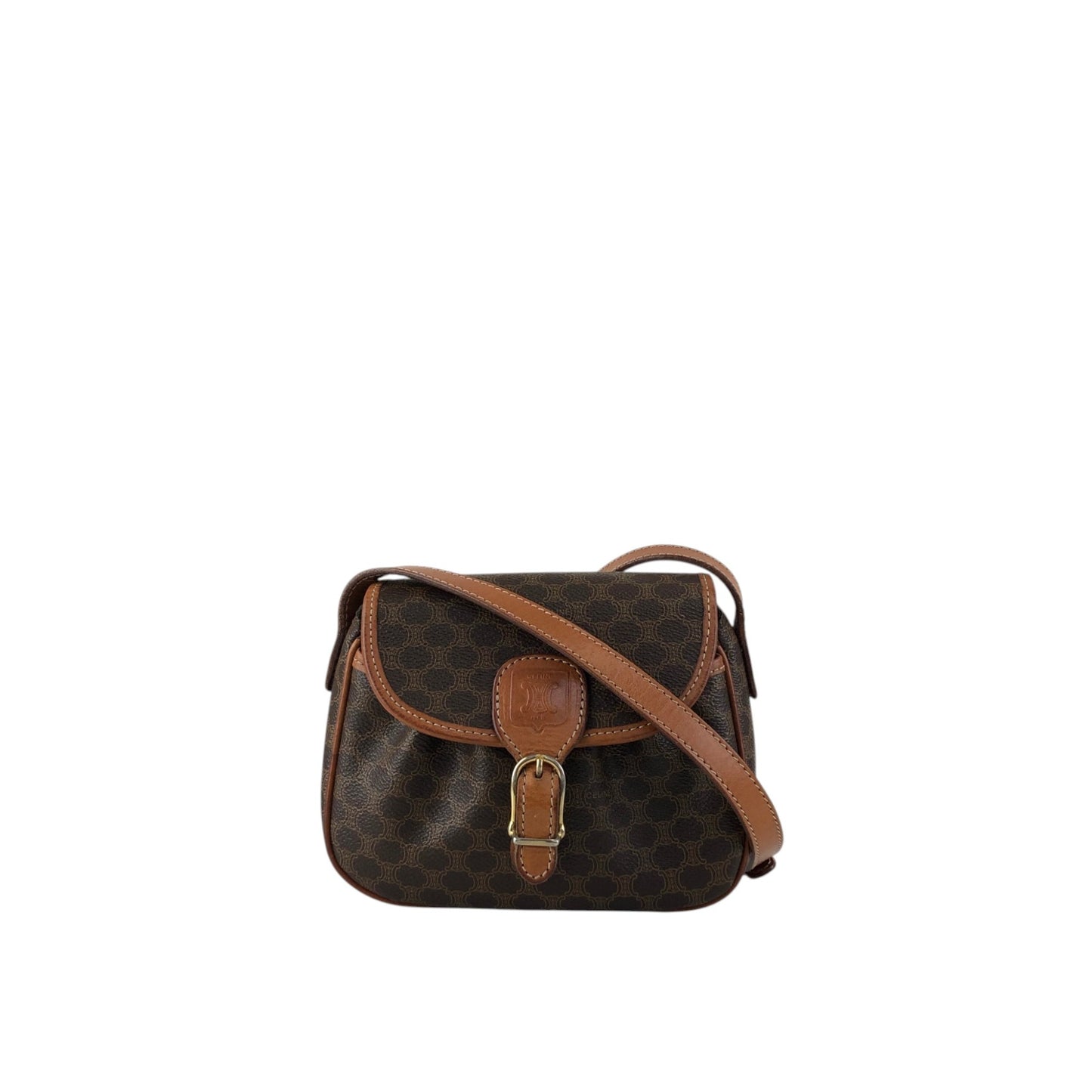 CELINE Macadam Blason Shoulder bag Brown Vintage 4bfs88