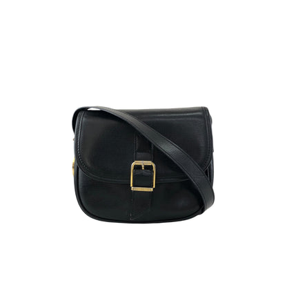 CELINE Front Buckle logo Charm Shoulder bag Black Vintage tpxej8