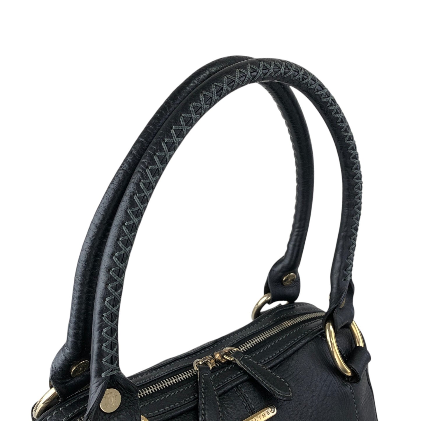 CELINE Logo Small Boston bag Handbag Black Vintage gh4sw6