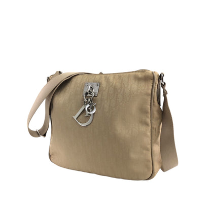 Christian Dior Trotter Logo Charm Shoulder bag Beige Vintage dfvwk8