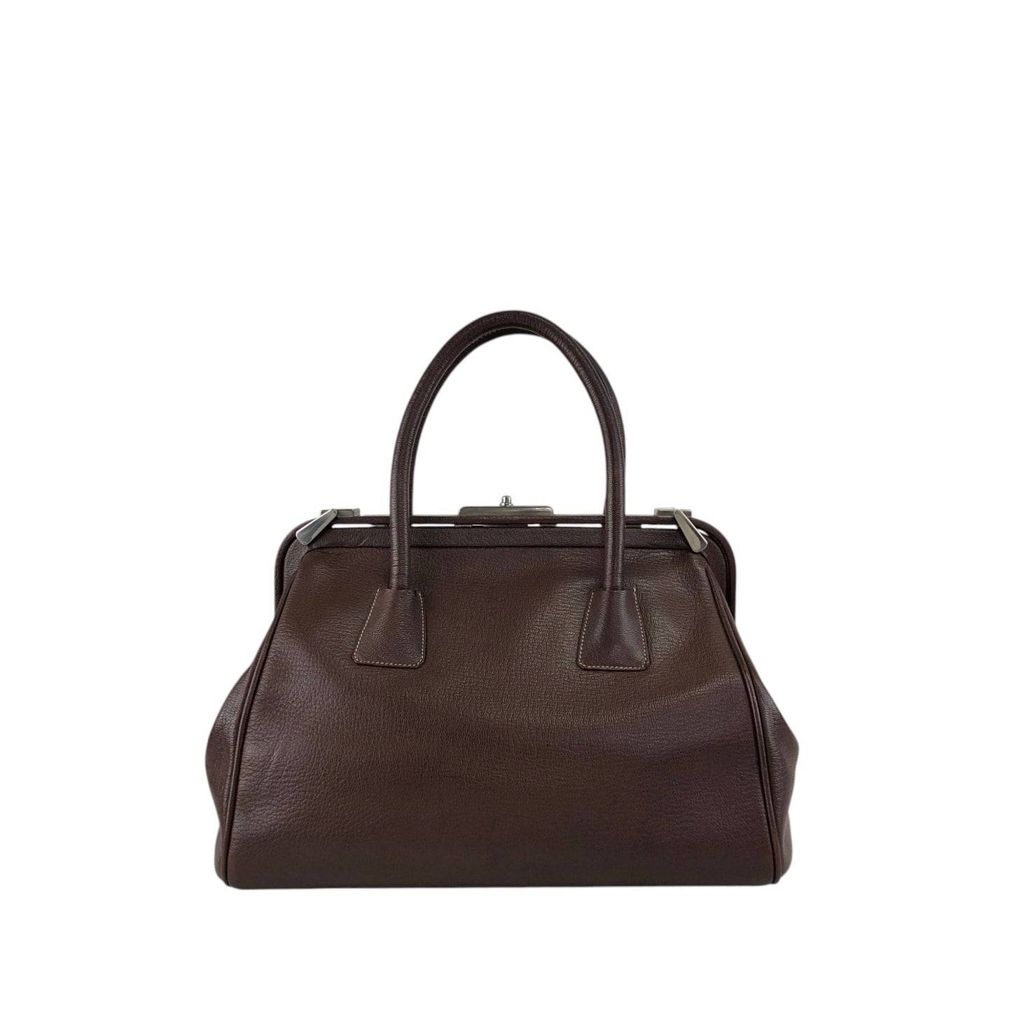 PRADA Metal Clasp Handbag Brown Vintage zwwp2k