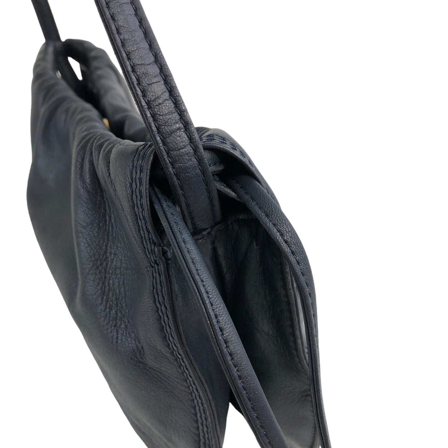 LOEWE Anagram Leather Drawstring Shoulder bag Navy Vintage ddgyk5