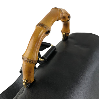 GUCCI Bamboo Front Buckle Backpack Black Vintage gaic2f