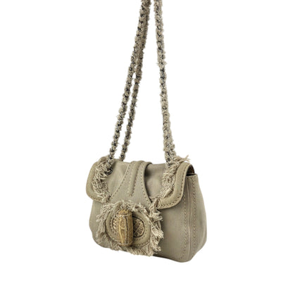 PRADA Triangle Logo Turn Lock Shoulder bag Beige Vintage hrktdk