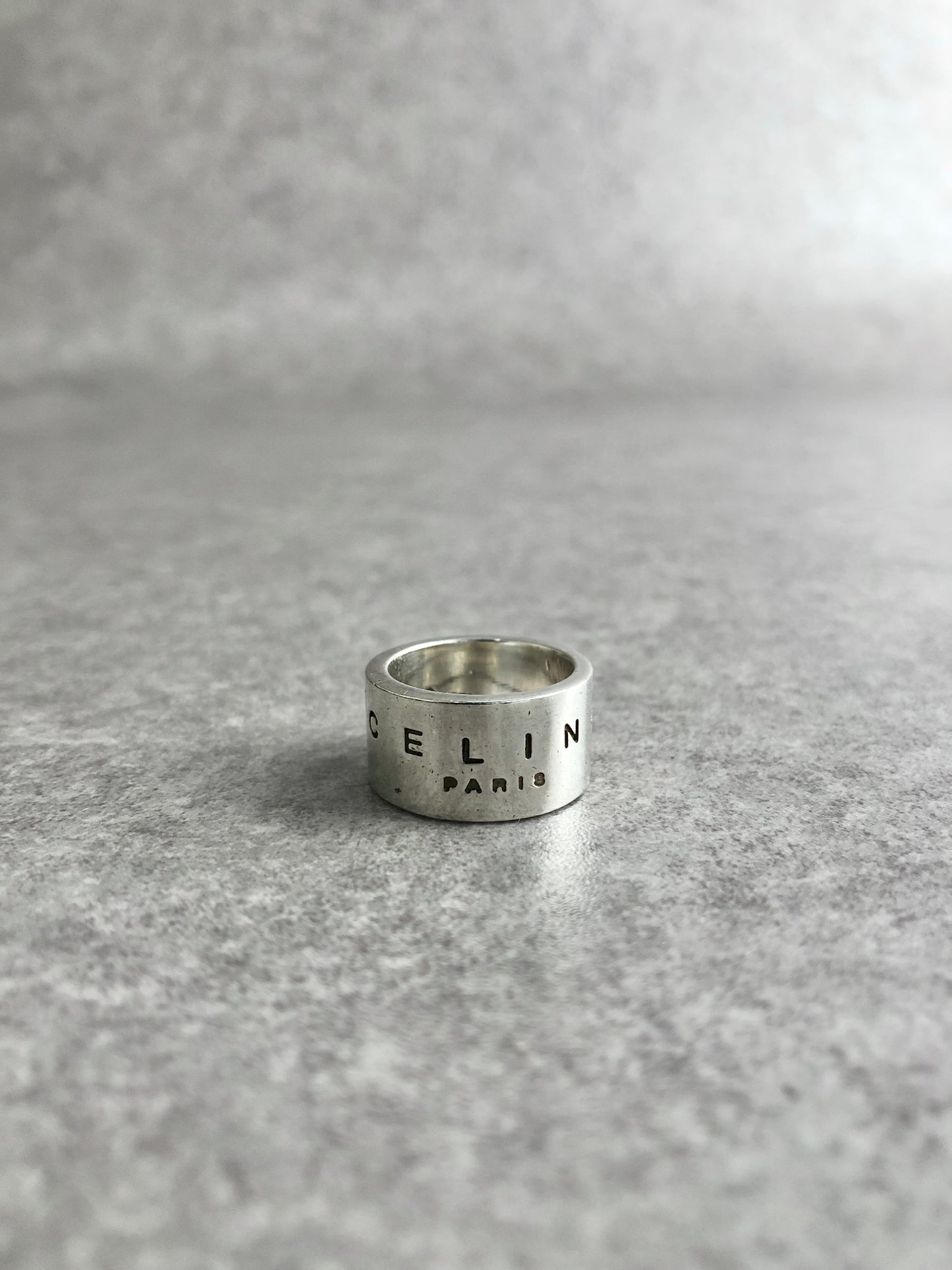 CELINE Logo Ring Silver Vintage ydg286