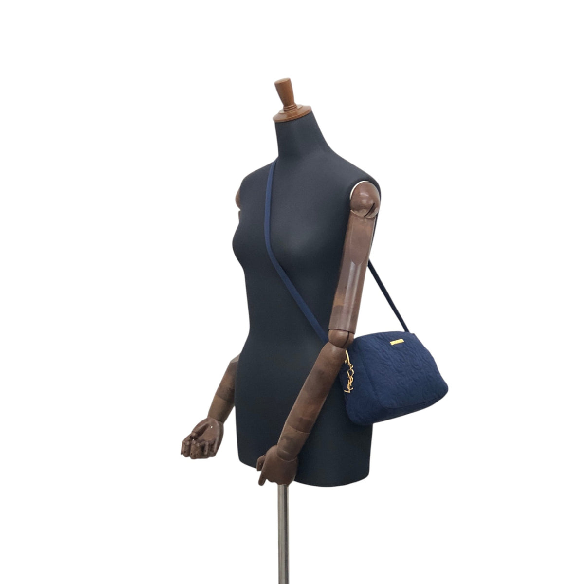 Yves Saint Laurent YSL Logo Shoulder bag Navy Vintage zt4e3i