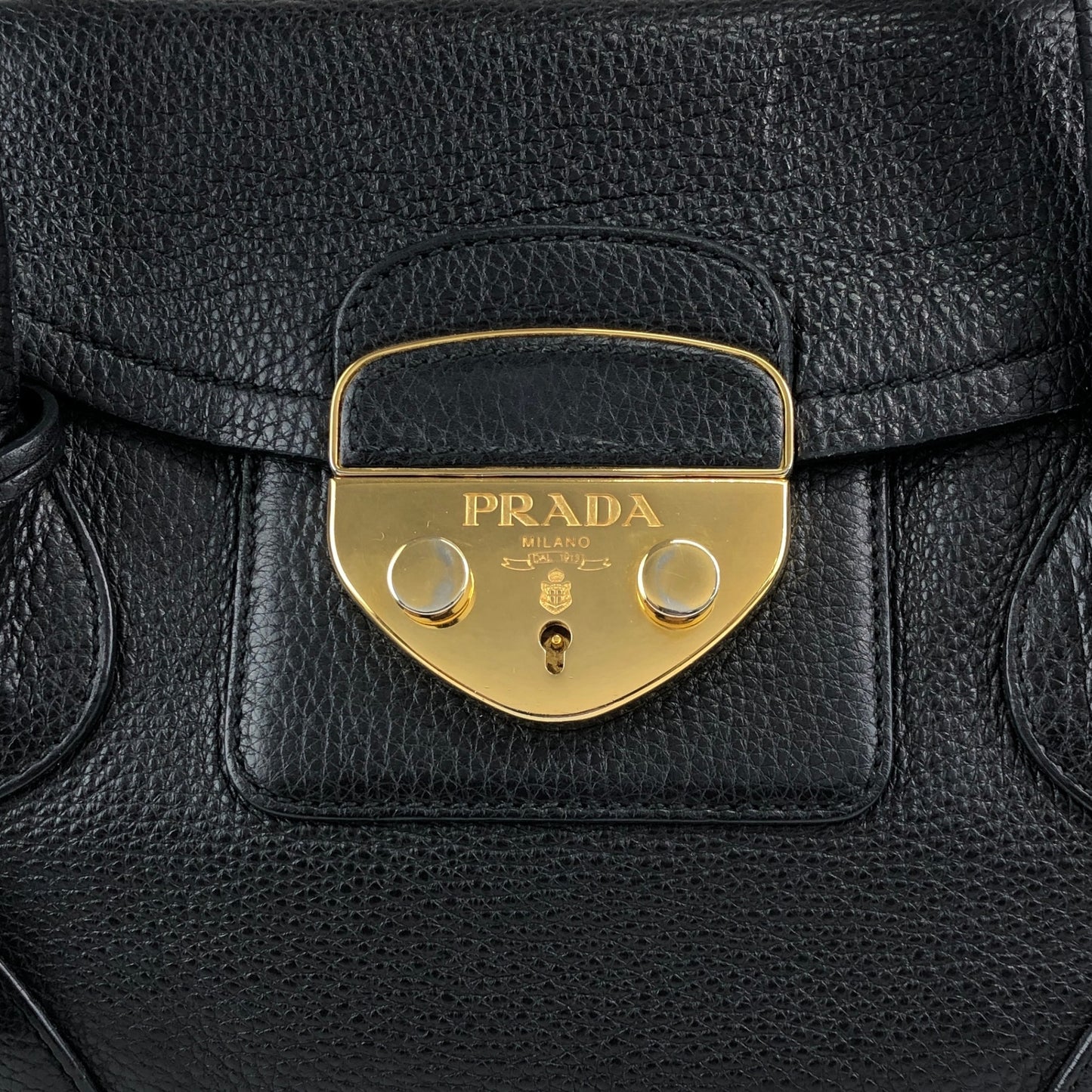 PRADA Logo Lock Handbag Black Vintage 7dwdcx