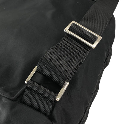 PRADA Tessuto Triangle Logo Double Pocket Backpack Black Vintage 5emm2a