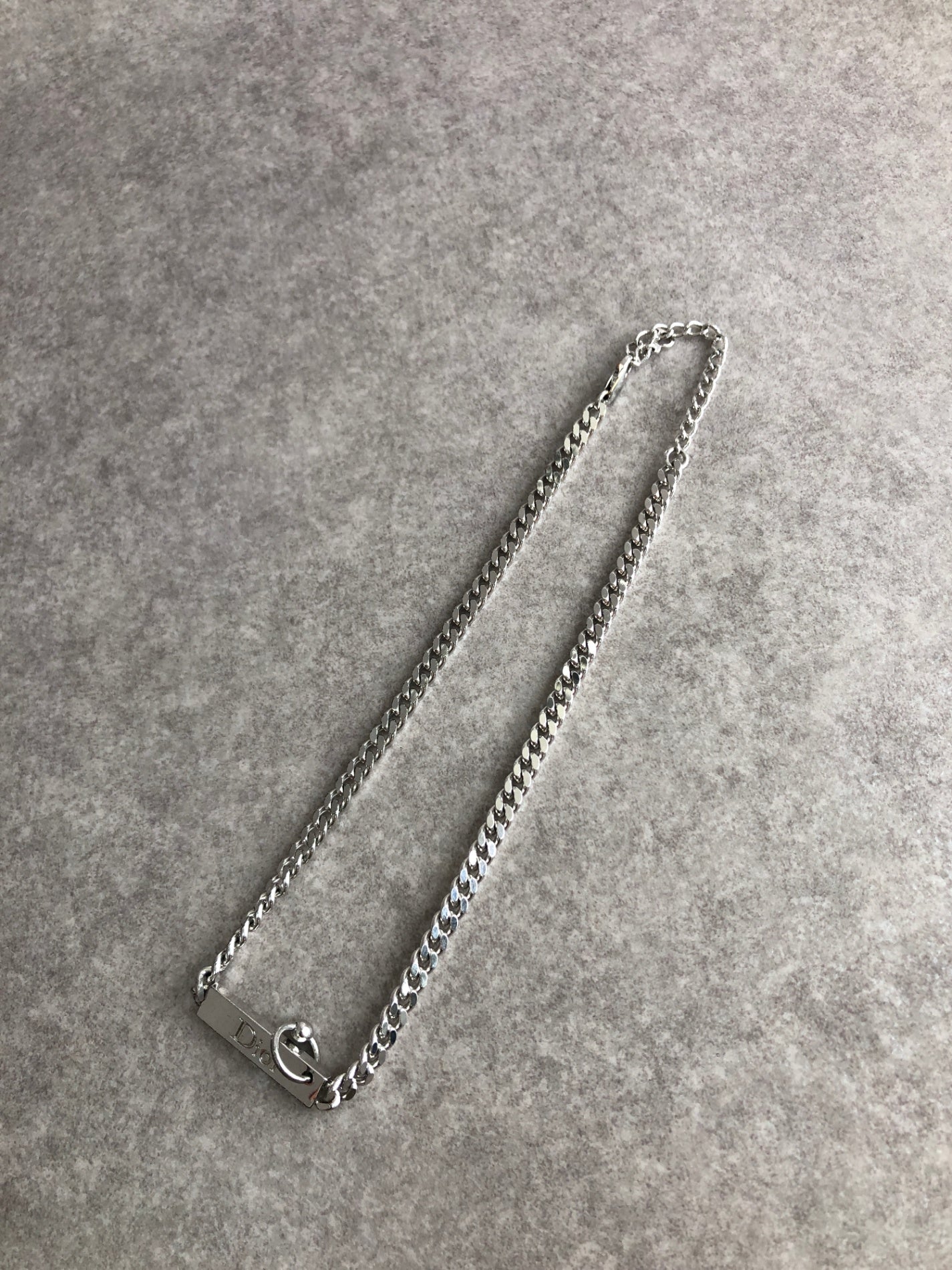 Christian Dior Logo Motif Necklace Silver Vintage suti5m