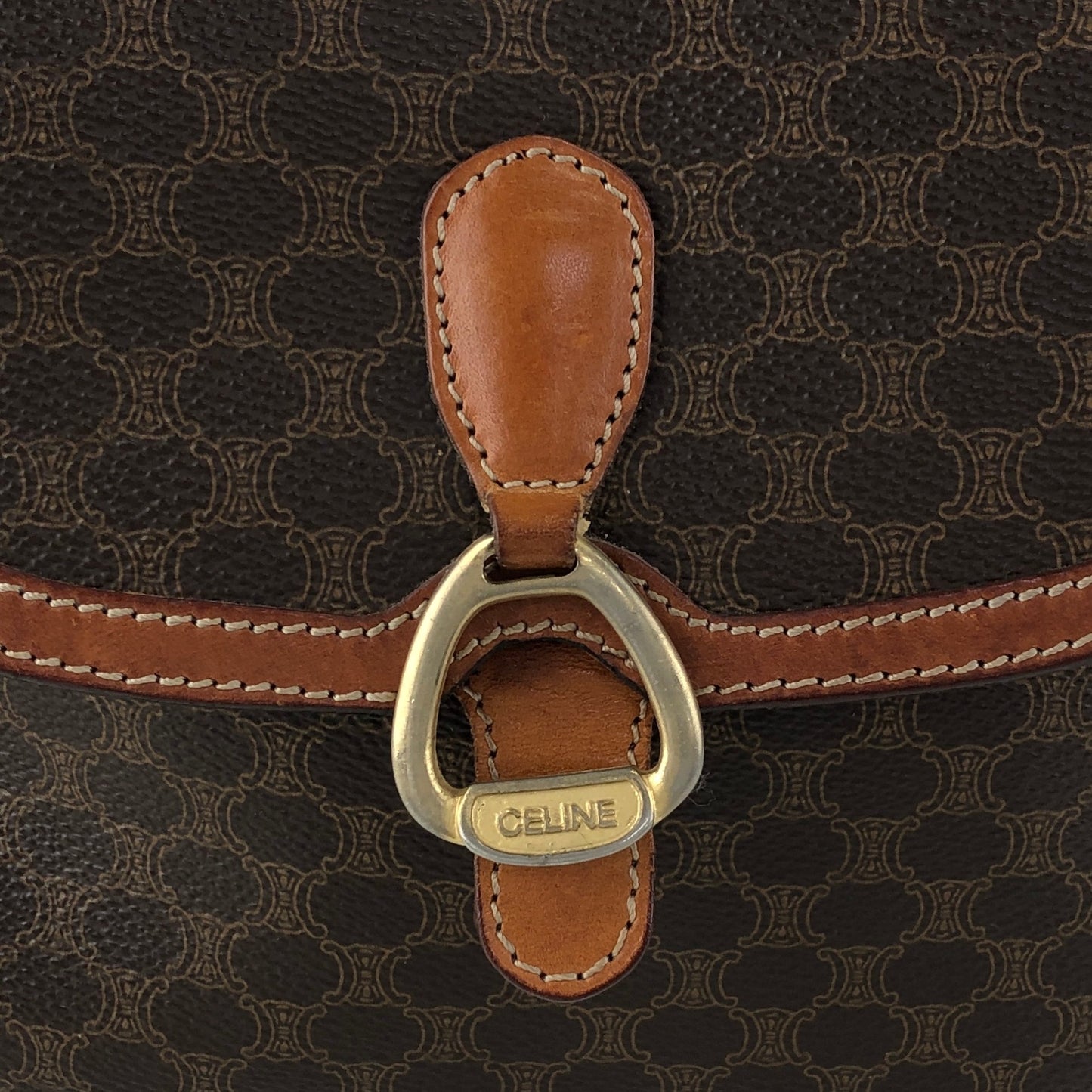 CELINE Macadam Horse Bit Shoulder bag Brown Vintage 7izj8d