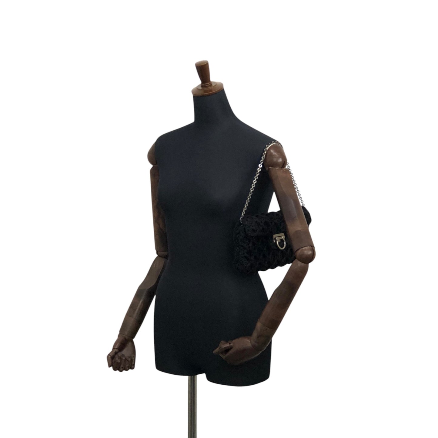 Salvatore Ferragamo Gancini Chain Shoulder bag Black Vintage phcpax