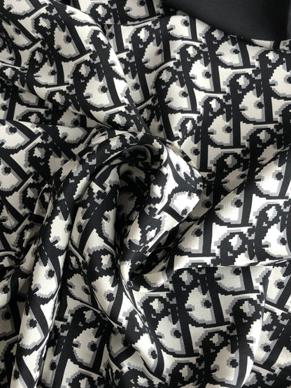 Christian Dior Trotter Silk Scarf Black Vintage 2mgxgg