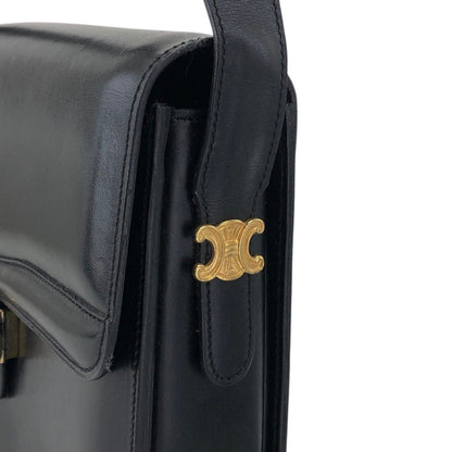 CELINE Triomphe Horse Carriage Shoulder bag Black Vintage pw788h