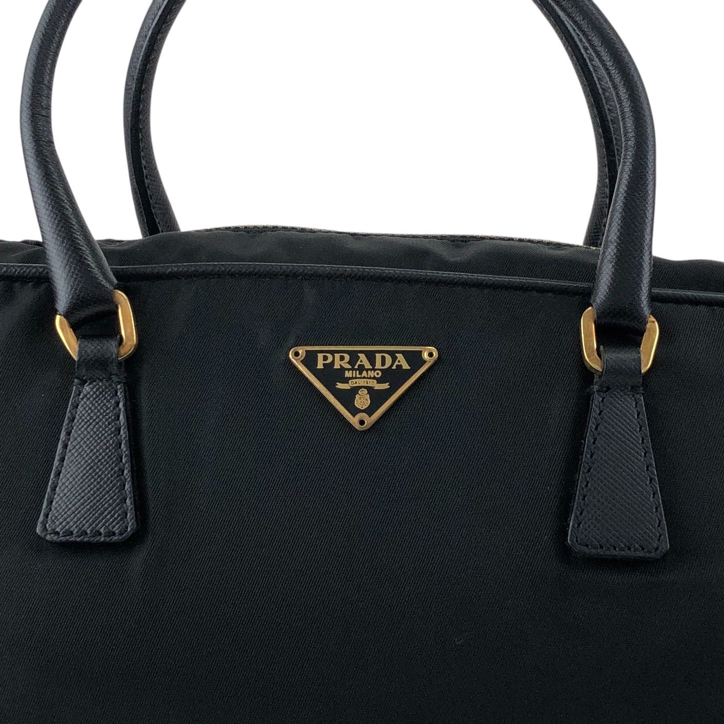 PRADA Tessuto Triangle Logo Small Boston bag Handbag Black BL0088 Vintage yaijvh