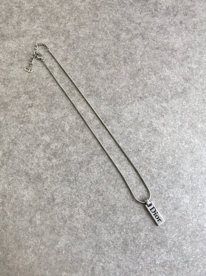 Christian Dior Logo Motif Necklace Silver Vintage a8e74p