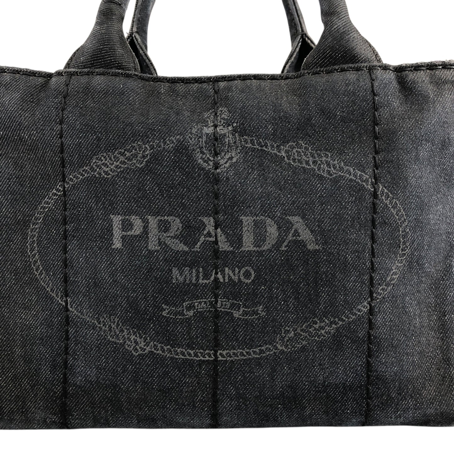PRADA Canapa Two-way Handbag Shoulder bag Black Vintage ngejs5