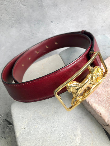 CELINE Horse Carriage Belt Bordeaux Vintage hea43y