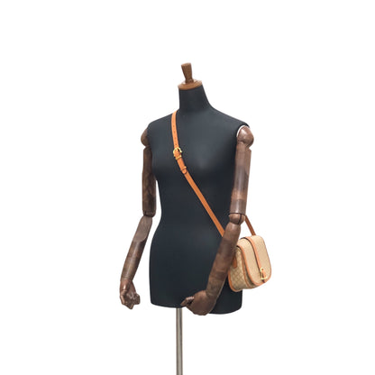 CELINE Macadam Front Buckle Shoulder bag Beige Vintage t3xmcc