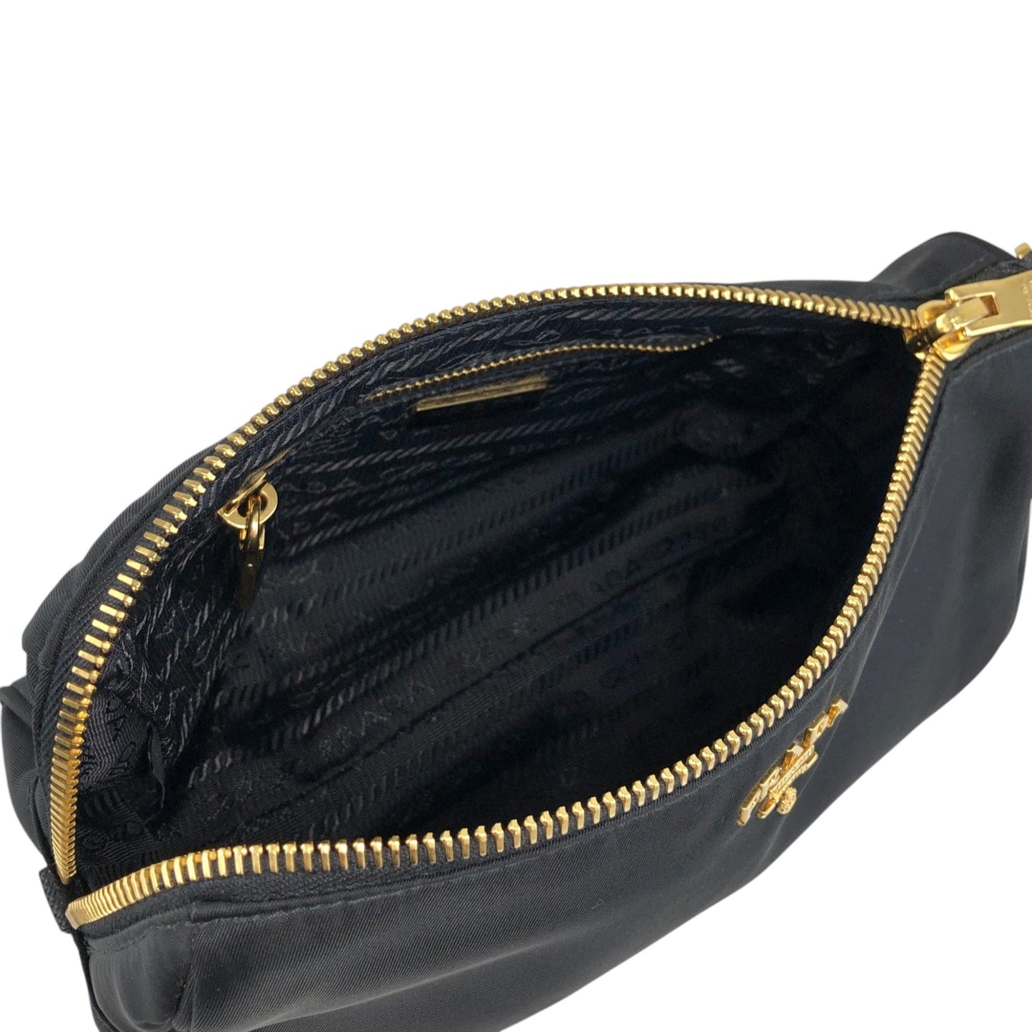 PRADA Logo  Small Handbag Pouch Black Vintage gnc6de