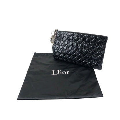 Christian Dior Cannage Logo Charm Handbag Black Vintage gk2smc