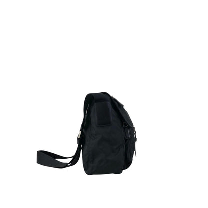 PRADA Tessuto Triangle Logo Front Buckle Shoulder bag Black Vintage 6dj6hu