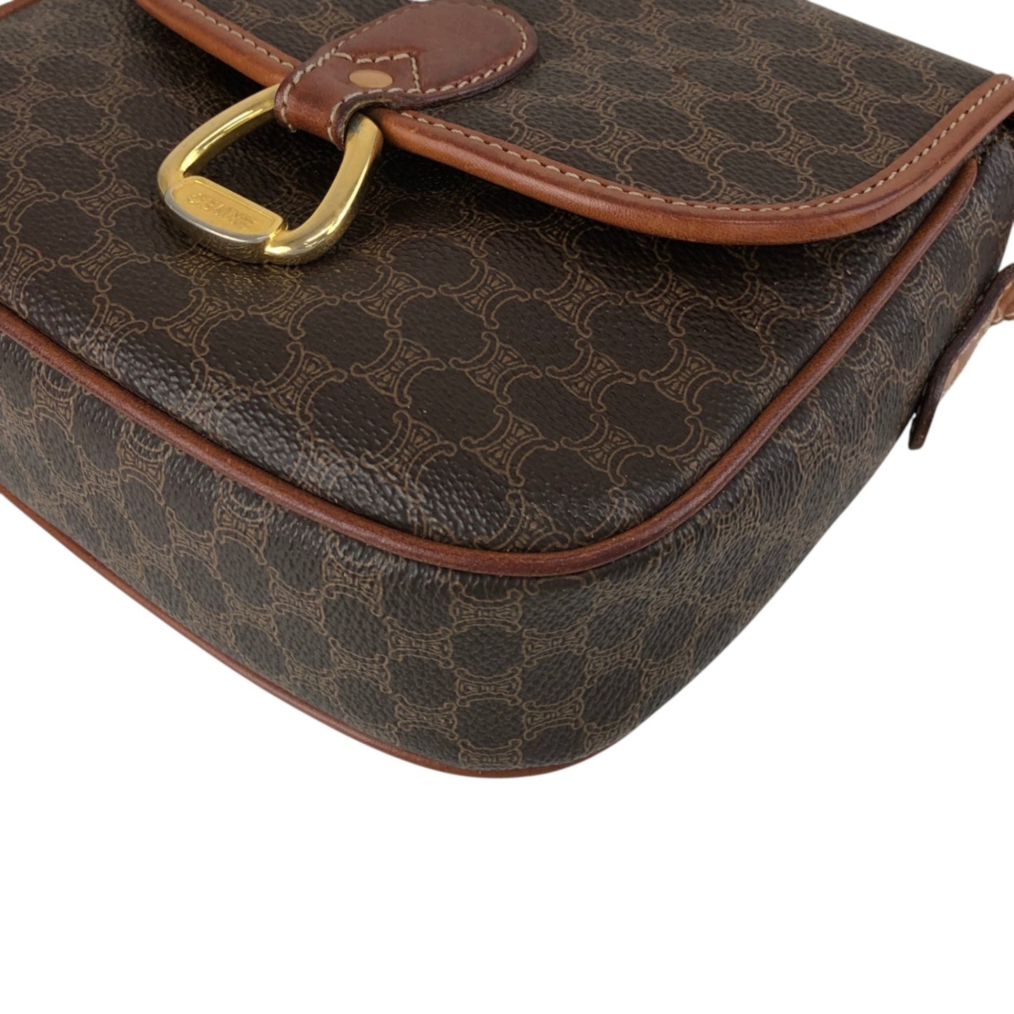 CELINE Macadam Horse Bit Shoulder bag Brown Vintage ffjd2x
