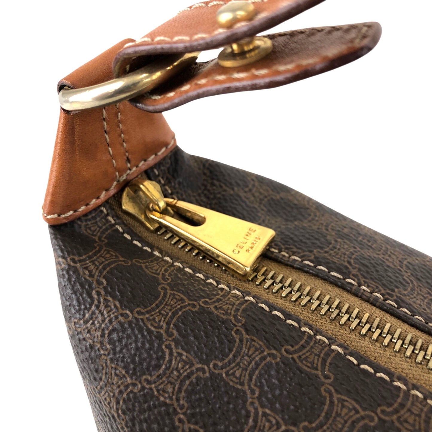 CELINE Macadam Blason Small Handbag Brown Vintage 2t2tek