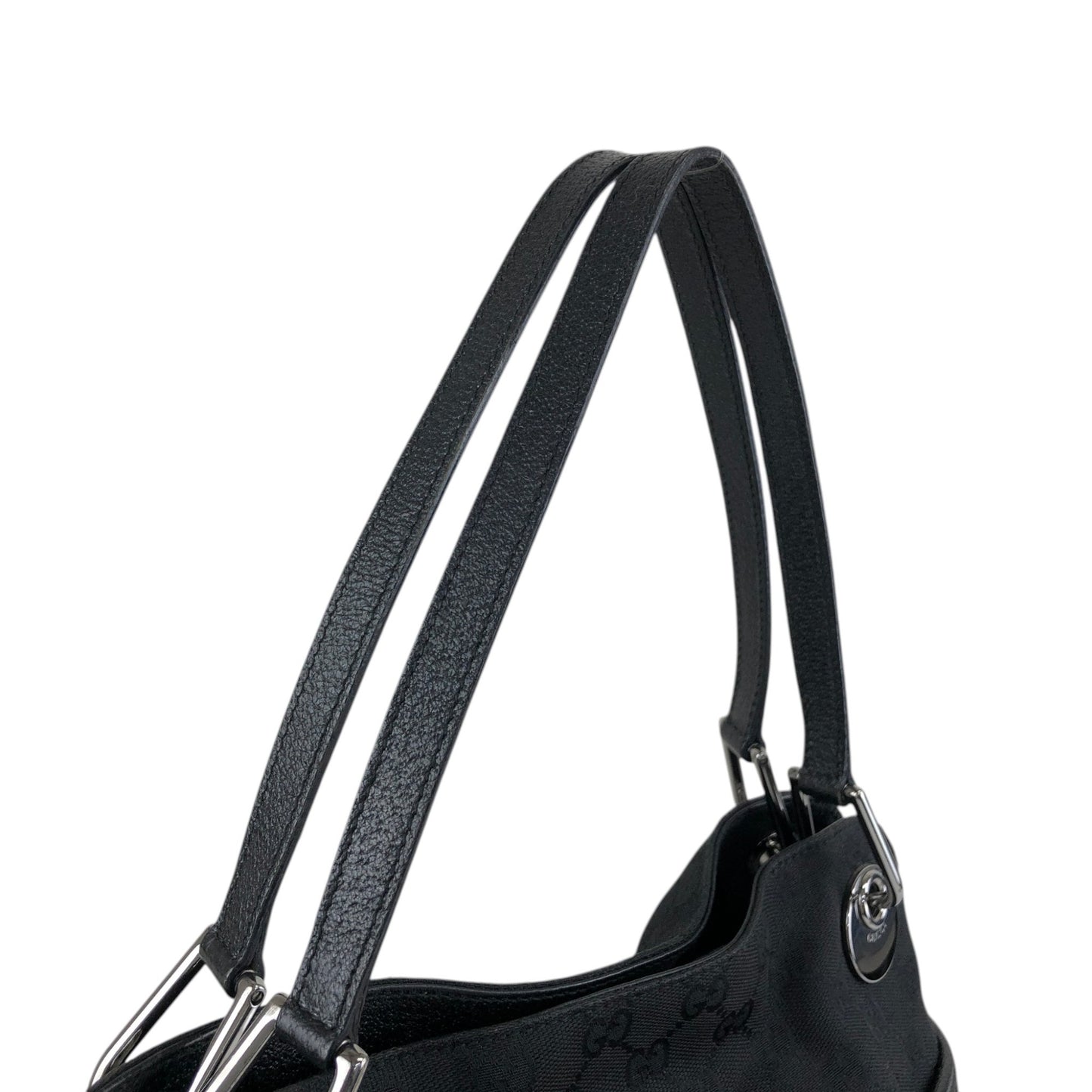 GUCCI Logo Shoulder bag Handbag Black Vintage nwnyi4